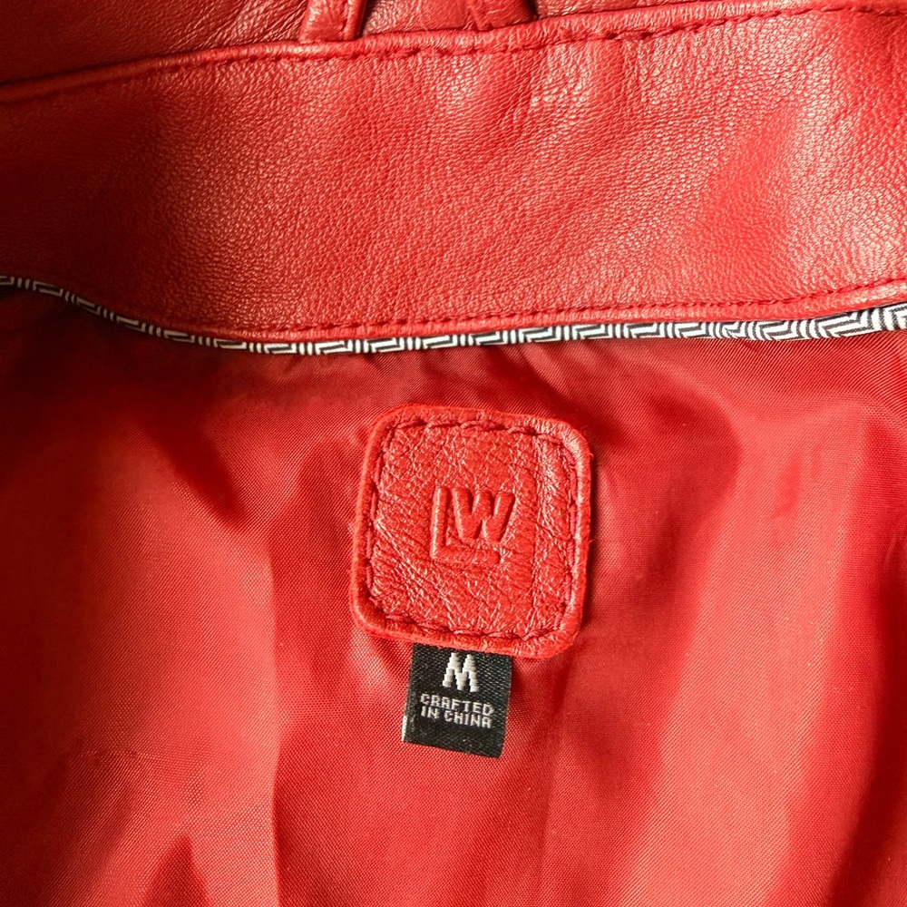 Women's Wilson Red Leather Jacket - Picture 4 of 9